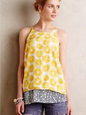 Anthropologie / Porridge | Layered Lemon Swing Tank, size S